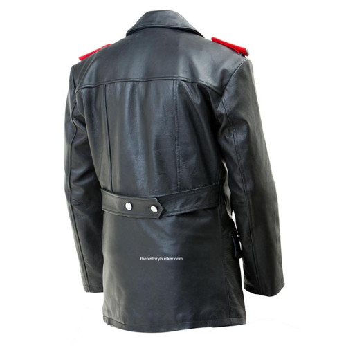 U-boat leather deck jacket fall collar - ww2 german leather jacket - BLACK