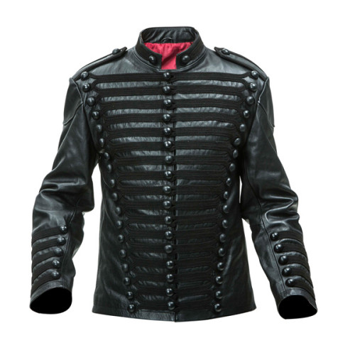Leather Hussars Jacket with Black Frogging