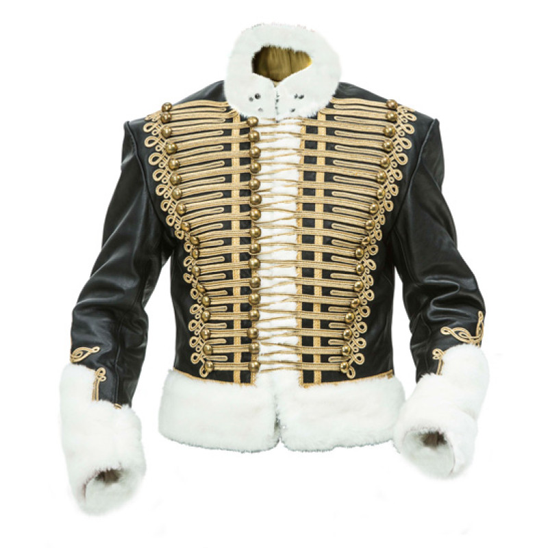 Leather Hussars Jacket with Gold Frogging