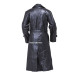 WW2 German Gestapo leather trench coat BLACK