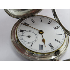 1860 Fusee Full Hunter pocket watch solid silver case