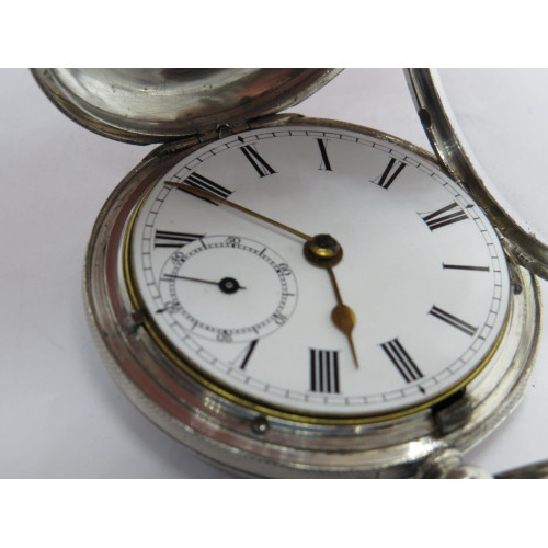 1860 Fusee Full Hunter pocket watch solid silver case