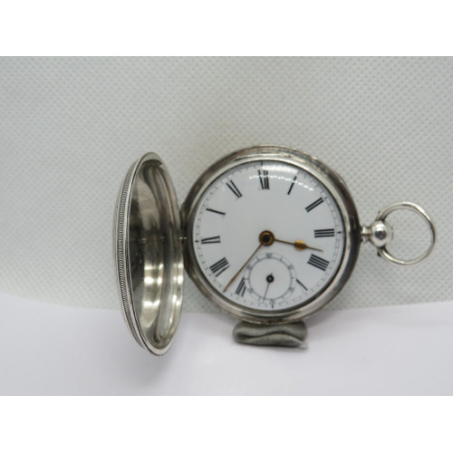1860 Fusee Full Hunter pocket watch solid silver case