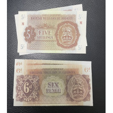 MILITARY PROP HIRE - British army money 6 pnc and 5 shill notes