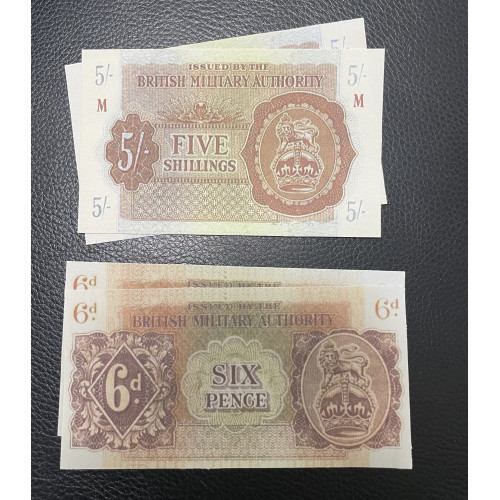 MILITARY PROP HIRE - British army money 6 pnc and 5 shill notes