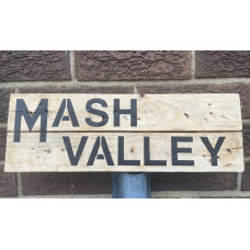 MILITARY PROP HIRE - WW1 WOODEN SIGN MASH VALLEY