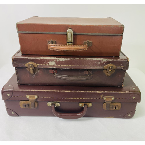 MILITARY PROP HIRE - Child Evacuee suitcases x 3