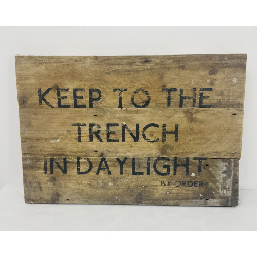 MILITARY PROP HIRE - WW1 WOODEN SIGN KEEP TO THE TRENCH