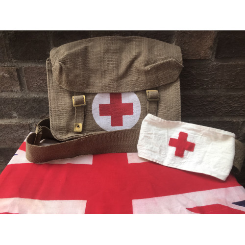 MILITARY PROP HIRE - Red Cross medical bag and armband