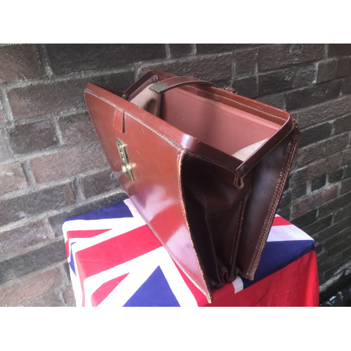 MILITARY PROP HIRE - Vintage leather brief case
