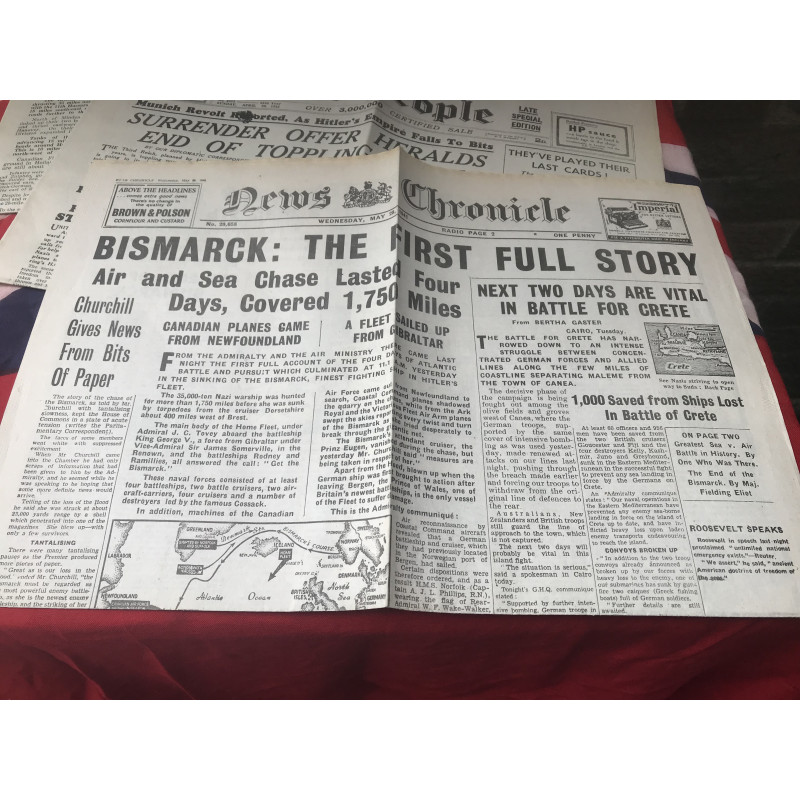MILITARY PROP HIRE - 1939 - 45  WW2 newspapers - BUNDLE