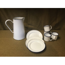 MILITARY PROP HIRE - WW2 British Army tin mugs, plates and jug