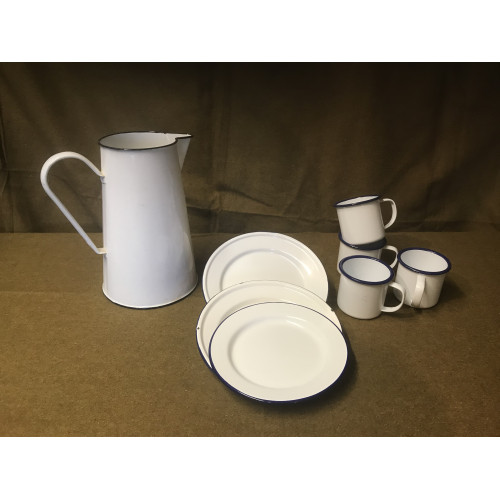 MILITARY PROP HIRE - WW2 British Army tin mugs, plates and jug
