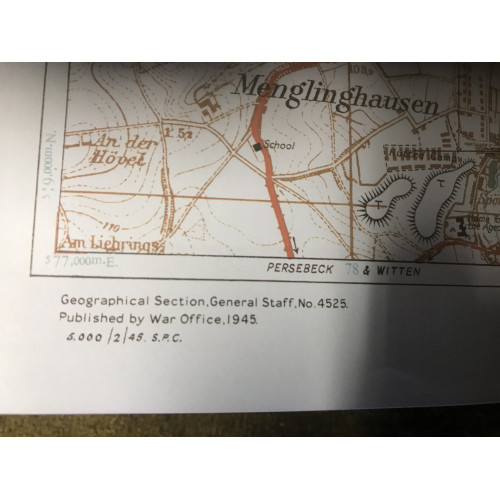 MILITARY PROP HIRE - WW2 British Map of Dortmund Germany 1945