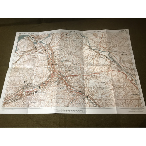 MILITARY PROP HIRE - WW2 British Map of Hagen Germany 1945