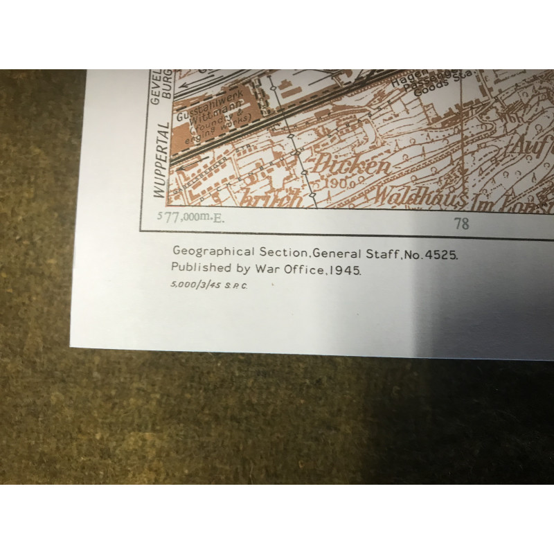 MILITARY PROP HIRE - WW2 British Map of Hagen Germany 1945