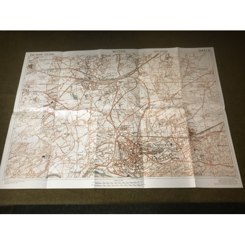MILITARY PROP HIRE - WW2 British Map of Witten Germany 1945