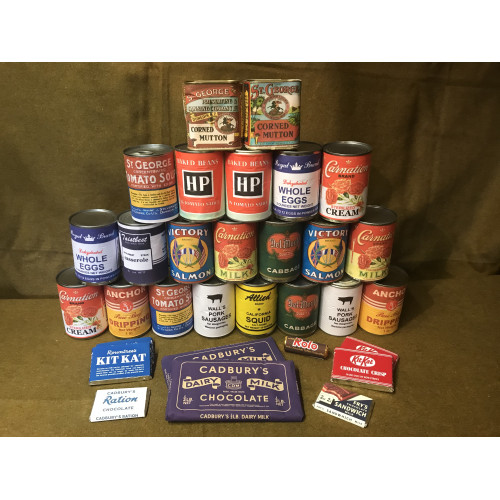 MILITARY PROP HIRE -  WW2 British tinned food and chocolate