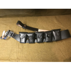 Royal Irish Constabulary RIC 5 pouch ammo bandolier - black leather