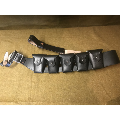 Royal Irish Constabulary RIC 5 pouch ammo bandolier - black leather