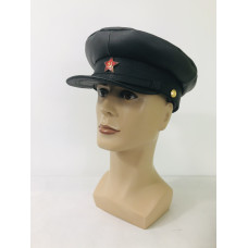  Soviet Russia visor cap hire - leather political officers cap