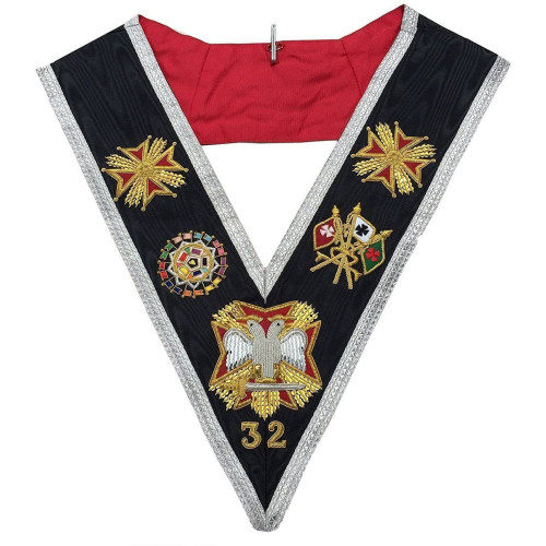 Masonic Rose Croix 32nd Degree Collar Gold and Silver Embroidery