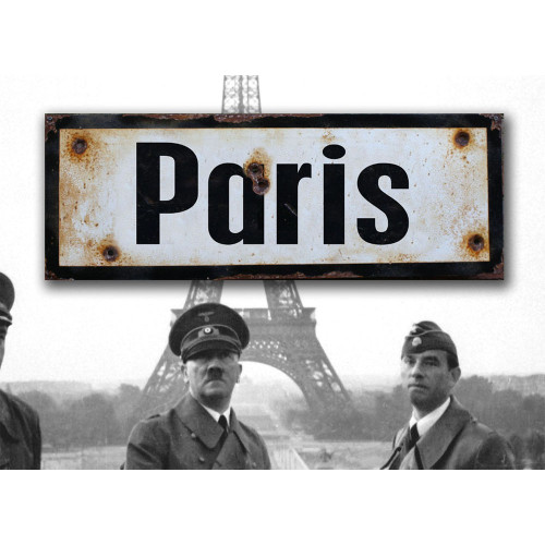 MILITARY PROP HIRE Paris - vintage WW2 road and place name sign