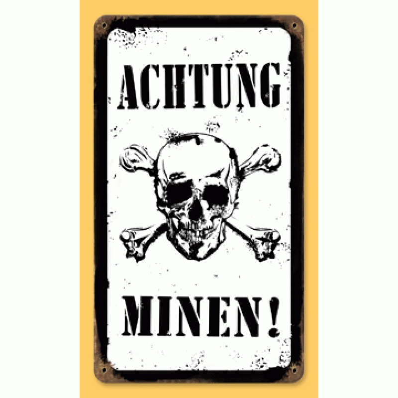 WW2 German Metal Road sign "Danger - Mines"