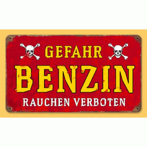 WW2 German Metal Road sign "Gasoline - Danger"