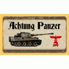 Reproduction WW2 German Metal Road sign Achtung Panzer