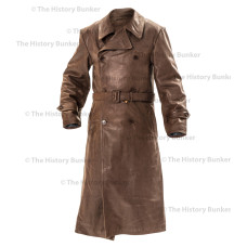 WW2 German Gestapo leather trench coat BROWN