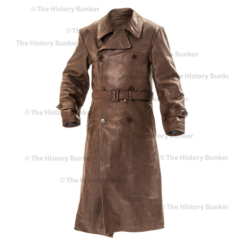 WW2 German Gestapo leather trench coat BROWN