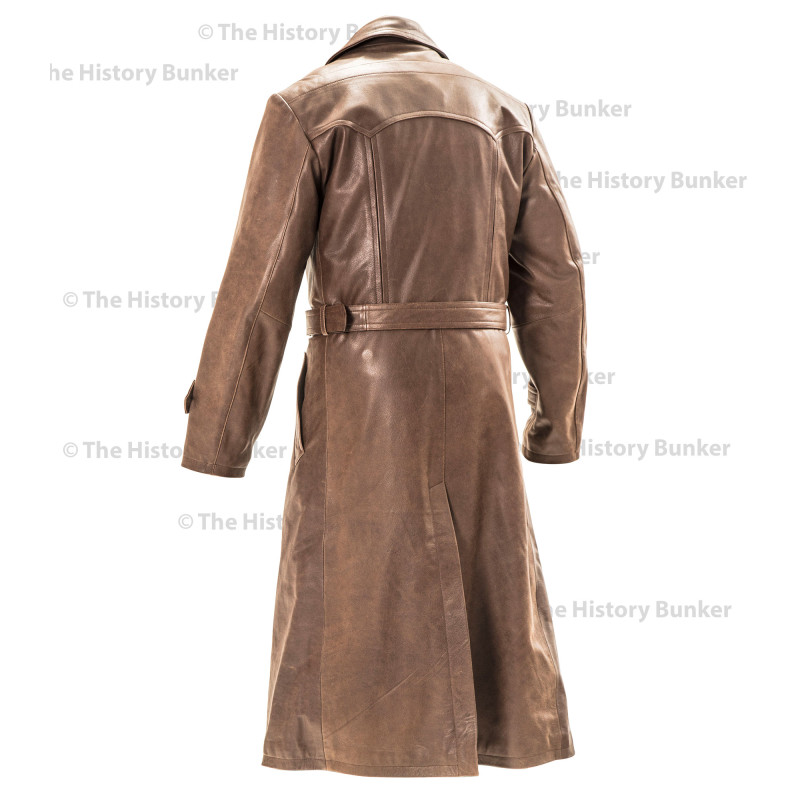 WW2 German Gestapo leather trench coat BROWN