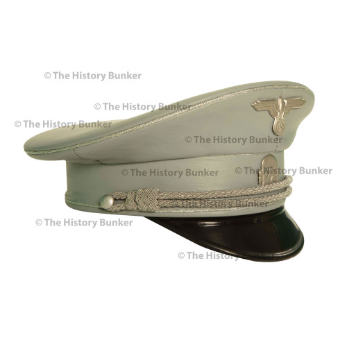 SS m32 tricot visor in leather  - WW2 German officers cap - GREY