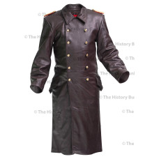 German SENIOR Officers leather Great Coat BROWN - WW2 German Leather Coat