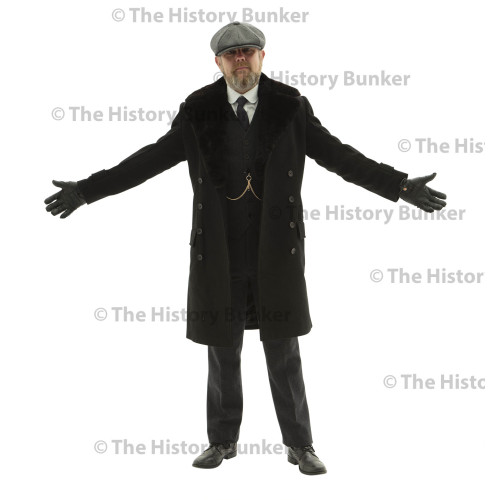 Edwardian Mens double breasted overcoat - BLACK