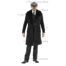 Edwardian Mens double breasted overcoat - BLACK