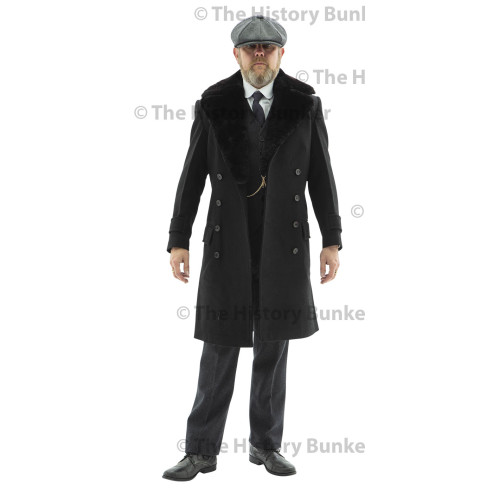 Edwardian Mens double breasted overcoat - BLACK