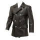 U-boat leather deck jacket fall collar - ww2 german leather jacket - BLACK
