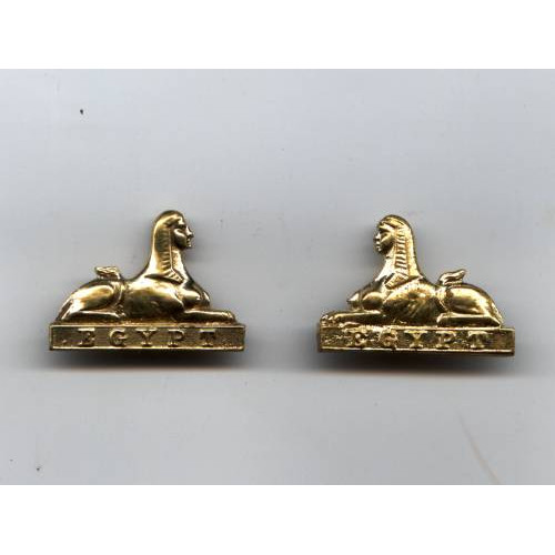 Victorian British Army 24th of foot sphinx collar badges