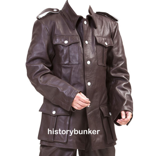 WW2 German style M36 leather tunic BROWN