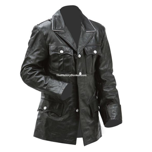 WW2 German Allgemeine SS officers M32 tunic in black leather