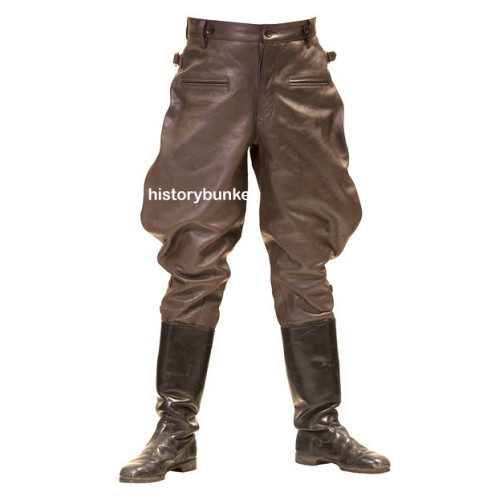 WW2 German style BROWN M32 leather breeches