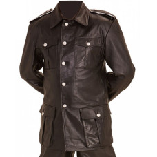 WW2 German style M36 leather tunic BLACK