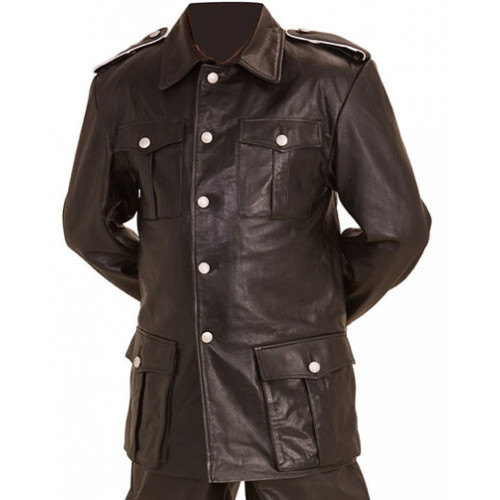WW2 German style M36 leather tunic BLACK