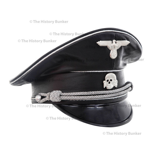 SS m32 tricot visor in leather  - WW2 German officers cap